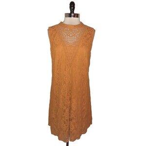 TORRID Plus Size 2 2X Shift Dress Orange Floral Lace Sleeveless